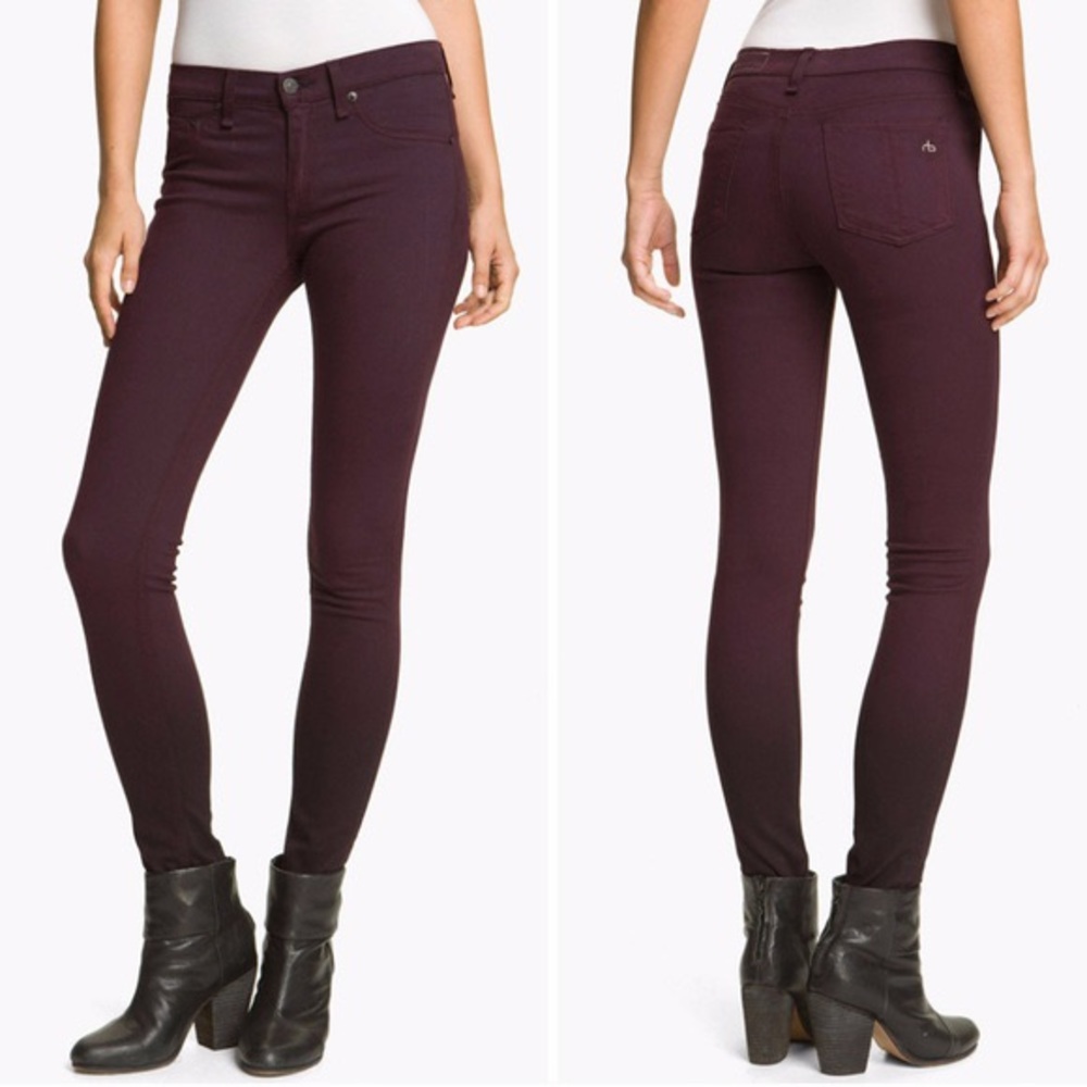 Rag & Bone Skinny Jean Ombré Legging in wine